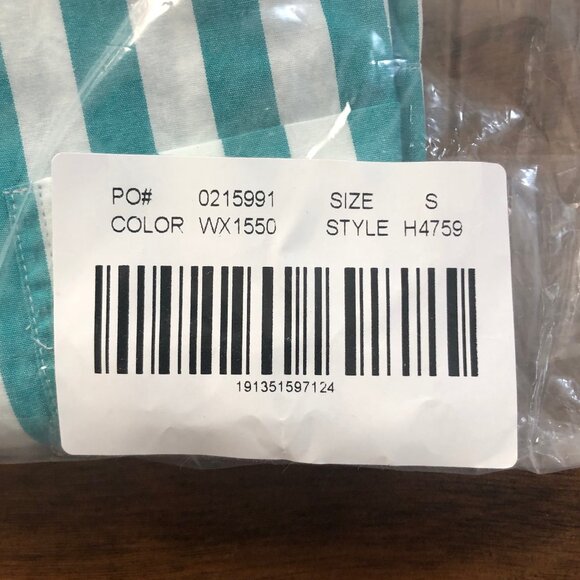 J.Crew Stripe Shirt Turquoise White, Secret Wash Slim Fit, Small, NWT - Picture 7 of 8